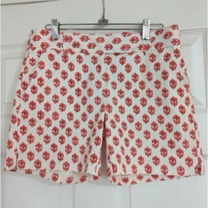 Ann Taylor Loft Riviera Floral Block Print Shorts • Red + White Chino Size 8 thumbnail 5