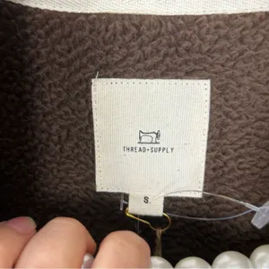 NWT Thread & Supply Brown Sherpa Pullover Jacket Size S thumbnail 7