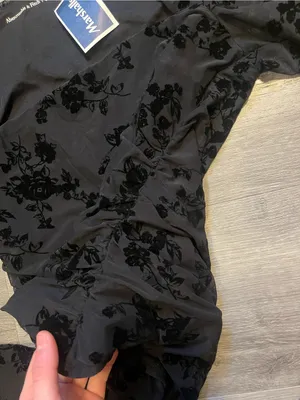 Abercrombie & Fitch Black Floral Velvet Burnout Long-Sleeve Top thumbnail 4