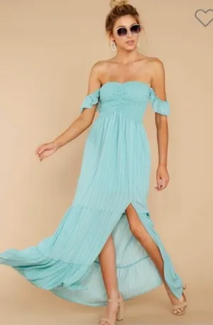 ✨ Red Dress Boutique ABOVE AVERAGE AQUA STRIPE MAXI DRESS✨ thumbnail 1