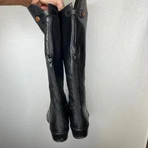 Black Leather Knee High Boots Women Size 36 Zip Up Tall Riding Style‎ thumbnail 3