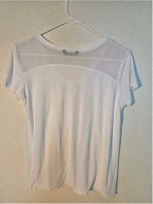 bebe sport Women’s Rainbow Logo V-Neck Mesh Yoke T-Shirt White Size S W-179 thumbnail 2