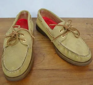 Ladies' Sperry Metallic Gold Sparkle Suede Sider Boat Shoes Size 8M thumbnail 1
