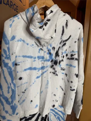 Style & Co Blue Black Tie Dye Waffle Knit Lounge Set XXL NWT Oversized Hoodie thumbnail 5