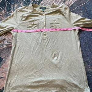 Lauren Ralph Lauren Green Button Blouse Longsleeve S Y2K Preppy Minimal Slim Fit thumbnail 13