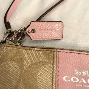 Coach Signature Pink and Tan Wristlet thumbnail 3