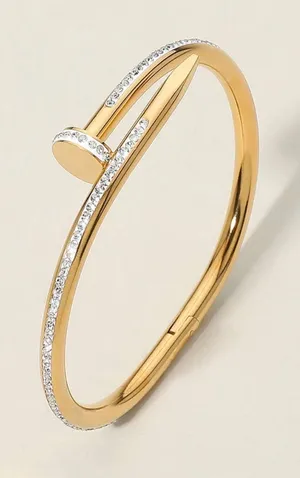 Stone Paved Hinged Bangle Bracelet Gold thumbnail 1