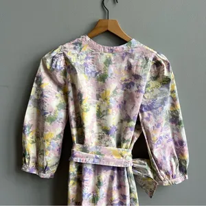 Tart Collections Lorrie Pastel Purple Floral Print Belted Tunic Dress Size Small thumbnail 9