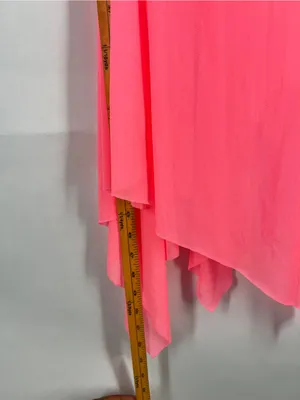 Haute Monde Neon Pink Draped Mesh Asymmetrical Maxi Dress Size S thumbnail 12