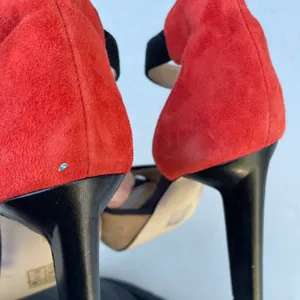 DV by Dolce Vita Open Toe Suede Red Nude Heels thumbnail 8