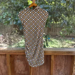 Anthropologie Maya Ruched Cowl Neck Dress Yellow Geometric Print Size MP. NEW! thumbnail 4