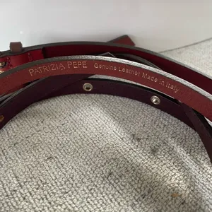 Patrizia Pepe Italian Leather Belt Gold Fly Charm Red Burgundy OSFM thumbnail 6