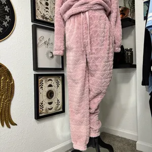 No Boundaries Pink Heart fuzzy hoodie and jogger set Size 00/XS thumbnail 2