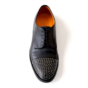 Gucci Black Leather Studded Cap Toe Oxford Shoes Authentic COA EU37 Italy in EUC thumbnail 3