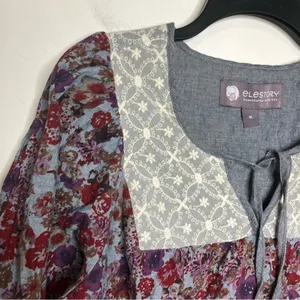 Elestory 100% cotton peasant dress floral pattern‎ size XL thumbnail 3