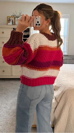 Altar'd State Striped chunky knit sweater thumbnail 4