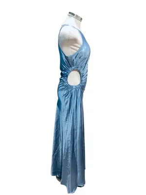 Lulus Cherita Periwinkle Blue Satin Cutout Maxi Dress Size Small NWT thumbnail 6
