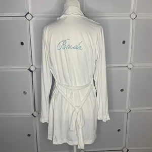 Rampage Bridal White Ruffled Belted Bride Robe Size Small thumbnail 2