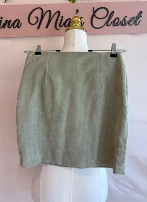 Blu Pepper Corduroy Skirt in Sage Green, Size Small thumbnail 1