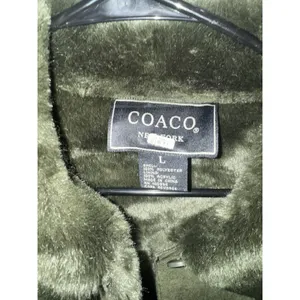 COACO New York Dark Green Suede Faux Fur Lined‎ Jacket Size L Large thumbnail 2
