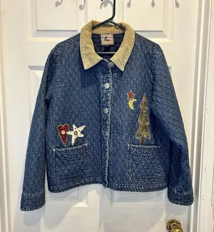 Don't Mess With Texas Quilted Denim Barn‎ Jacket XL Blue Patchwork Corduroy XL thumbnail 1
