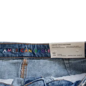 American Eagle Denim Mini Skirt Womens 00 Button Fly High Rise Jean Frayed Hem thumbnail 4