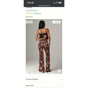 By Anthropologie Floral Flare Pants Womens‎ 8 NWT High Rise Wide Leg Satin Multi thumbnail 2