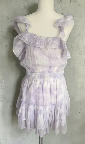 LOVESHACKFANCY Natasha Purple White Ombré Tie Dye Dress Size Medium thumbnail 1