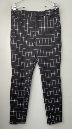 Old Navy Pixie High Rise Ankle Pant Size 10 Black Windowpane Plaid Preppy Office thumbnail 1