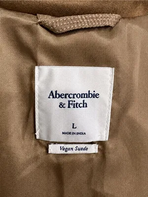 Abercrombie & Fitch Vegan Suede Camel Brown Shirt Jacket L thumbnail 7