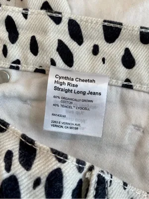 Reformation Cynthia Cheetah High Rise Straight Long Jeans | Size 30 thumbnail 6