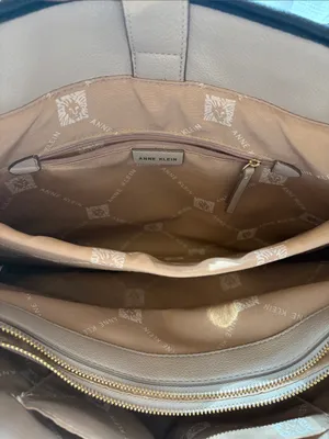 Anne Klein Cream Tote with Black Handles and Gold Hardware thumbnail 4