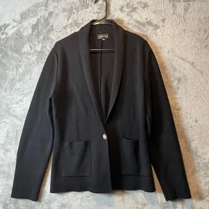 Summersalt The Ribbed Sweater Blazer Women's Size Medium Black‎ Organic Cotton thumbnail 1