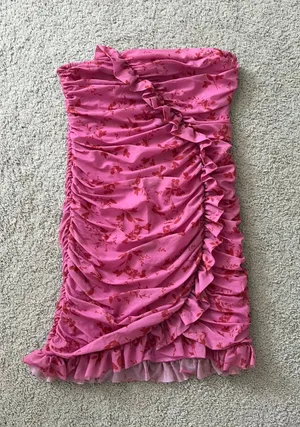 Target Pink floral strapless dress thumbnail 1