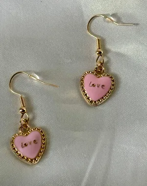 Valentines Heart Earrings Pink thumbnail 1