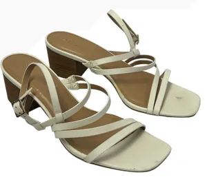 LC Lauren‎ Conrad Womens White Strappy Block Heel Sandals Square Toe Size 9 thumbnail 1