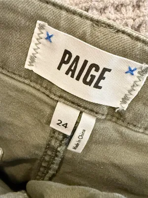 ANTHROPOLOGIE‎ PAIGE Carly Cargo Pants in Vintage Ivy Green Wide Leg Denim thumbnail 6