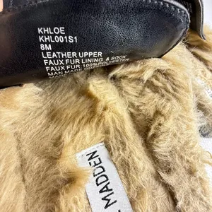 Steve Madden Black Leather Mules with Tan Fur Lining thumbnail 2