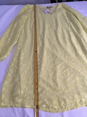 Ina Pale Yellow Geometric Sheer Tunic Size L thumbnail 2