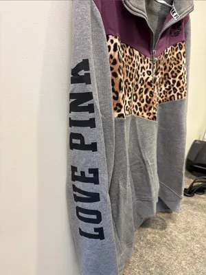 Victoria's Secret PINK Gray & Berry Crew Pullover thumbnail 3