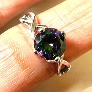 Silver tone rhinestone ring thumbnail 1