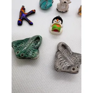 Artisan Pendant Lot 8pc Ceramic Stingray Dichroic Glass K Arrowhead Stone Charm thumbnail 3