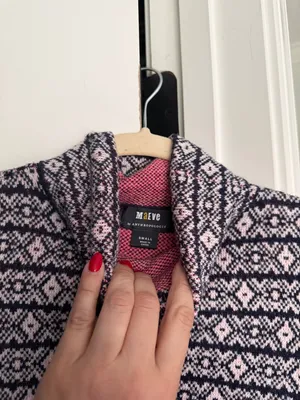 Maeve Black White Turtleneck Sweater Pink Stripe Anthropologie ski slope‎ alpine thumbnail 3