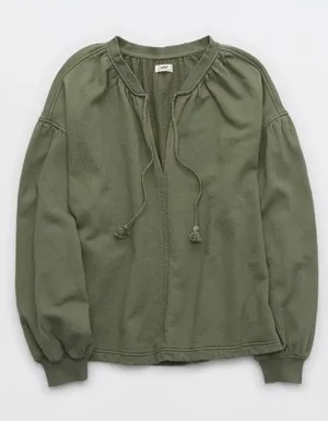 Aerie Easy Street Sweatshirt in Olive Green thumbnail 1