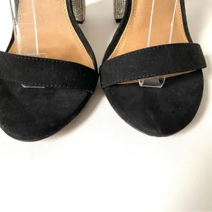 ASOS Design Hot Step Embellished Rhinestone Block Heel Black Sandals size 5 thumbnail 8