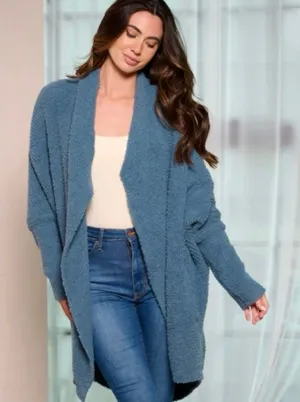Hem & Thread Cozy Blue Women's Cardigan with pockets thumbnail 1