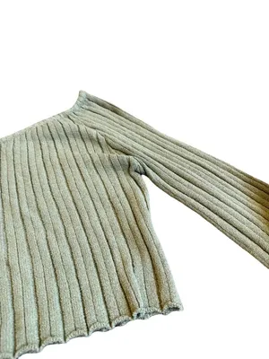 Princess Polly Green Ribbed Off-Shoulder Sweater Pullover Stretch Ribbed Size 4 thumbnail 5
