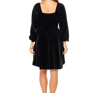 Celebrity Pink Women's Long Sleeve Velvet Bubble Hem Mini Dress thumbnail 7