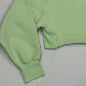 Aritzia TNA‎ Cozy AF Fleece Cropped Raw Hem Pullover Sweatshirt Green Size 2 XS thumbnail 5