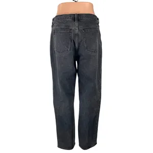 Abercrombie & Fitch The Straight Mid Rise Black Relaxed Denim Jeans Size 28 thumbnail 4